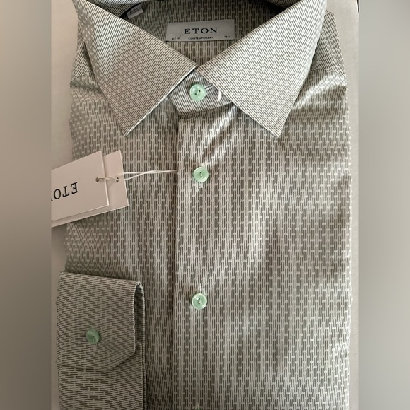NWT ETON men’s button up dress shirt green 42 16.5 neck formal event office - Picture 2 of 12